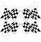 Ende des Rennens Kariertes RACING GEWINNEN Wehende Flagge 50mm Auto & Motorrad Aufkleber, x4 Vinyl Stickers (Links - Rechts)