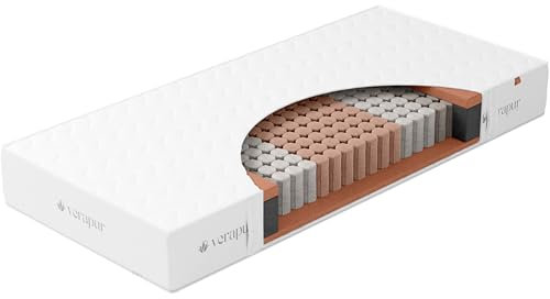 verapur Ortho Plus Taschenfederkernmatratze, H1-90 x 190 cm, 7-Zonen Matratze, Tonnentaschenfederkernmatratze, waschbarer Bezug, Öko-Tex, 23 cm hoch