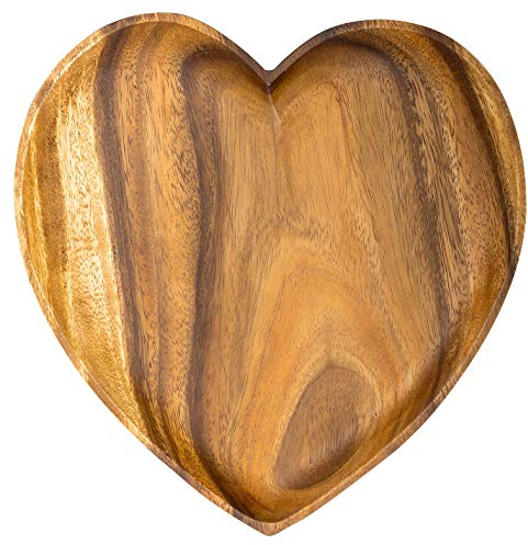levandeo Holzschale Akazie 20cm Herz Design Snackschale Schale Obstschale Obstkorb Tischdeko Deko
