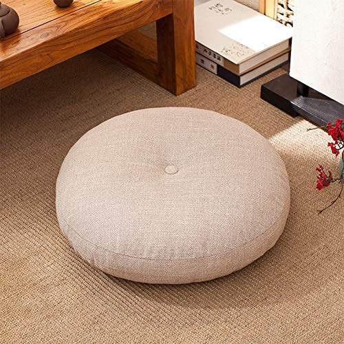 WYJHNL Coussin Rond Détachables de Sol épais en Lin épais de Style Japonais Tatami Coussin pour Chaise de Balcon de Canapé de Plancher de Patio Coussins Oreiller,Beige,45x45cm