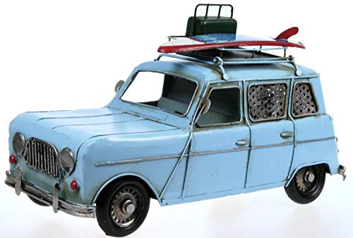 Schick-Design Metallauto hellblau 32 cm mit Bilderrahmen und Spardose Auto Metall PKW Oldtimer Nostalgie