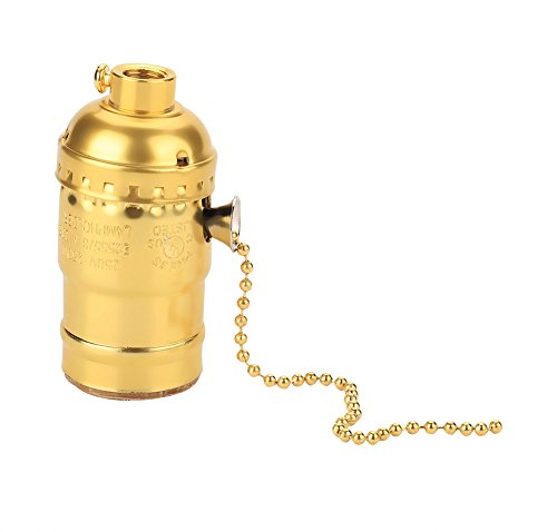 Samfox Portalampada, Portalampada Sam27 E27 Vintage con Portalampada A Catenella(d'oro)