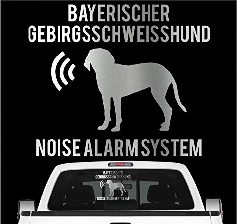 siviwonder Bayerischer Gebirgsschweißhund Noise Alarmsystem Auto Aufkleber Hund Folie BGS Farbe Silber Metallic, Größe 10cm