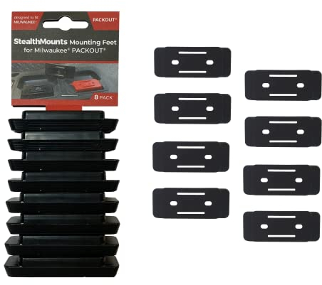 StealthMounts Packout Feet | Piedini di montaggio per sistema Milwaukee Packout – Confezione da 8 (nero)