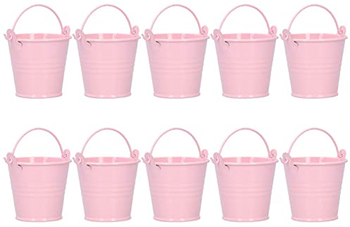 Paquete de 10 Mini Cubos Metal Cajas, cubos de metal rosa mini para caramelos, Cubos de Metal de Lata para Plantas de Jardinería Decoración de Fiestas Boda Cumpleaños 4,4 x 5,5 cm(#2)
