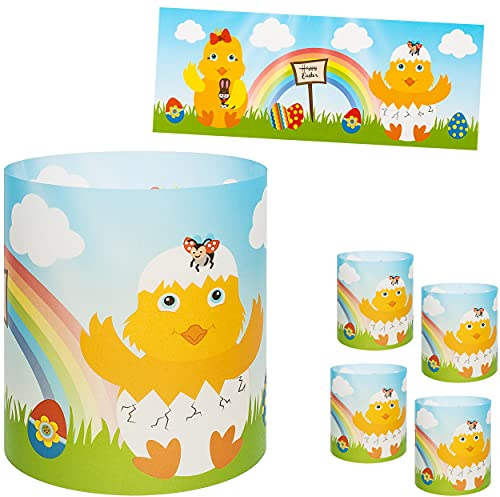 alles-meine.de GmbH 10 Stück - kleine Tischlichter Motiv frei wählbar Ostern - Küken & Ostereier 10 cm - Licht - für Teelichter/Batterie LED Lichter & Kerzen - Windlicht ..