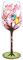 NymphFable 100% Hand Painted Wine Glass Pink Cherry Blossom Bird Wine Glass Anniversary Birthday Gifts for Woman 15oz