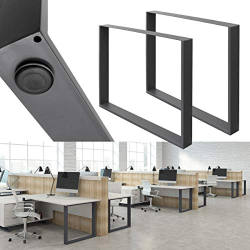 ECD Germany 2X Tischbeine aus Vierkantprofilen, 90 x 72 cm, Anthrazit, pulverbeschichtete Stahl, Industriedesign, Metall Tischkufen Tischuntergestell Tischgestell Möbelfüße, für Esstisch Schreibtisch