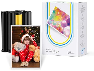 Liene Amber M100/M200/M110/M210 4x6 Photo Printer 80 Sheets Photo Paper & 2 Ink Cartridges Refill, Dye Sublimation, Only for Liene DHP512/DHP513/DHP514/DHP515 Printer, for Display, Framing, Scrapbook