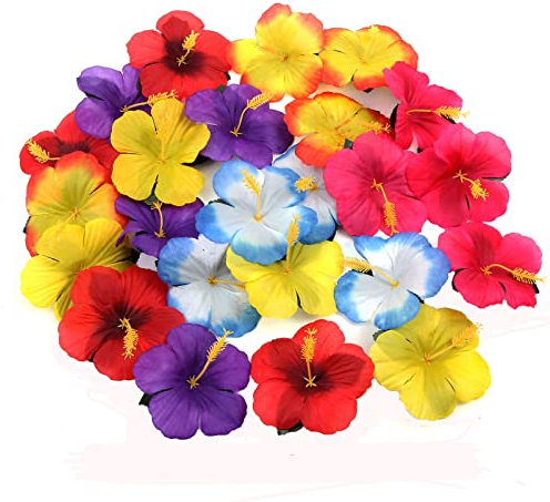 Kunstblumen Köpfe Deko 60 Stück Künstliche Blume Klein Basteln Dekoblumen Kunstblumen Seide Blütenköpfe Hochzeit Partei Kunstblumen Hell Bunt Kunstblumen Simulation Hibiskus Blume (mehrfarbig)