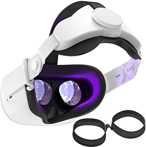 SUPERUS Kopfband & Brillen Abstandshalter Kompatibel mit Oculus/Meta Quest 2 Zubehör, Verbesserter Komfort und verhindern, DASS Ihre Brille die VR-Linsen zerkratzt (Schwarz)