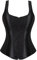 Schwarz Korsett Corsage Top Damen Corset Bustier Mit Träger Elegant Reißverschluss Vintage 7XL