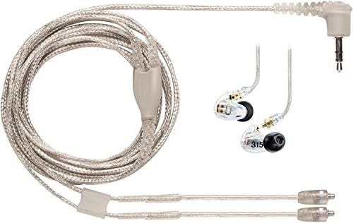 V-MOTA EAC64CL - Cable de auriculares desmontable de 59 pulgadas compatible con auriculares Shure SE215, SE315, SE425 y SE535 SE846 de 150 cm (transparente)