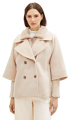 TOM TAILOR Damen 1038677 Cape Jacke, 33755-bisque Melange, XXL