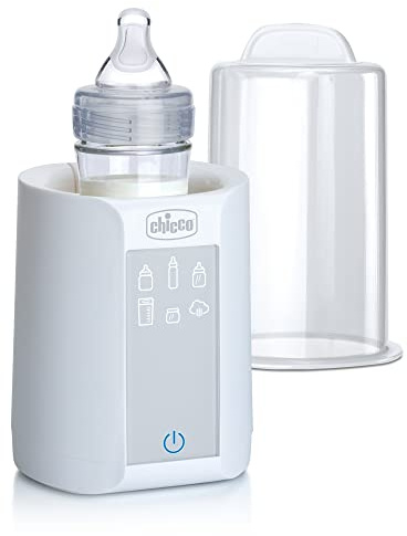 Chicco Calentador digital de biberones y esterilizador para biberones, tarros de comida para bebés y bolsas de leche, elimina el 99.9% de los gérmenes, 4 opciones de calefacción, pantalla táctil