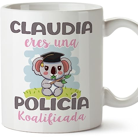 MUGFFINS Tazas Personalizadas para POLICÍA - En Español - Koalificados Personalizados - 11 oz / 330 ml - Regalo Personalizable original y divertido