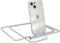 EAZY CASE - Handy Chain - kompatibel mit iPhone 13 Mini, Handykette Tasche transparent, Stoßfeste Soft Silikon TPU, Stylische Kette mit Hülle für Smartphone, Grau/Weiß mit Verschlüssen in Silber