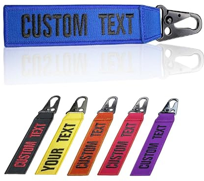 QIMAMADE Personalisierter Schlüsselanhänger, Gepäckanhänger mit Textnamennummer, monogrammierter Startschlüssel für Auto, Motorrad, Geschenk für Männer und Frauen, mehrfarbig, 18,5 x 3,2 cm