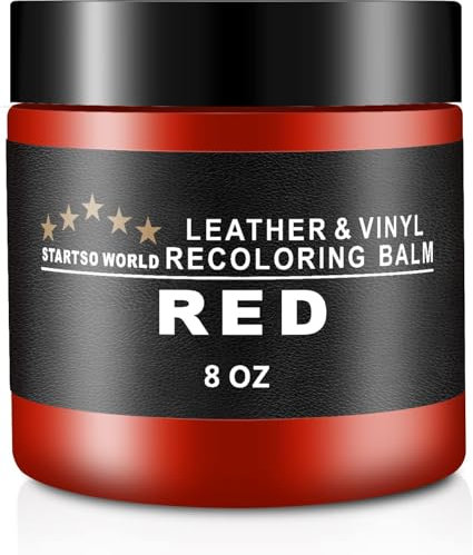 STARTSO WORLD Leather Recoloring Balm 200ml | Red Leather Repair Kit for Furniture, Leather Color Restorer for Couches | Leather Dye | Repair, Restore & Renew Old, Faded Leather