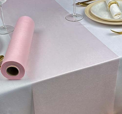 NATUARTE, Vlies Tischläufer Blush Rosé, 25 Meter x 30 Zentimeter, Deko Tischband, Tischdekoration, Dekor Taufen Kommunionen Hochzeit Geburtstage, Tischläufer Rolle, Farbe Blush Rosé