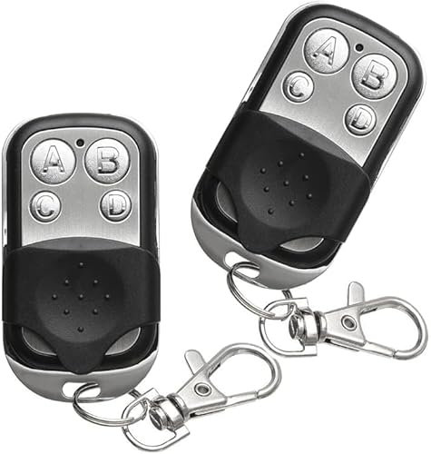 2 telecomandi universali per cancello automatico, per auto, garage, porte, cancelli, 433 MHz, dotato di 4 canali diversi, con copertura per chiave scorrevole