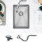 KEOKBON Fregadero de cocina de 35 x 50 cm, de acero inoxidable, rectangular, para armario inferior de 50 cm, fregadero de cocina, fregadero pequeño, incluye válvula de cesta y rebosadero