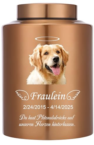 Urne Hund Katze Tierurnen für Hunde Katzen Asche Personalisierte Hundeurne | katzenurne mit Name und Foto, Memorial Andenken Urne für Verlust von Hundekatzen，tierhaar erinnerung (Engel)