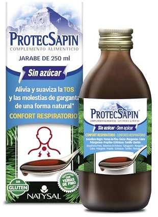 Natysal - PROTECSAPIN SIN AZUCAR 250 ML - Jarabe Natural para Tos y Garganta | Con Pelargonium y Propóleo
