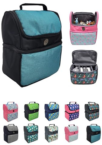 BambiniWelt Kinderrucksack für Hörwürfel – Tasche für Toniebox & Tigerbox Touch, Platz für bis zu 25 Tonies, Innenfächern, Netzfach & Schultergurten (Modell meliert tuerkis)