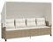 Makastle 4-Sitzer Sofa mit Dach und Kissen, Garten Schlafsofa Gartenliege Outdoor Sofa Couch Liege Sonnenliege Terrassenliege, Beige Poly Rattan
