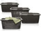 Hausfelder Wäschekorb und Wäschewanne Set XXL, 2 x Korb und 2 x Wanne 58x37x25cm mit Henkel 35l (Anthrazit-Schwarz, 2 Körbe + 2 Wannen)