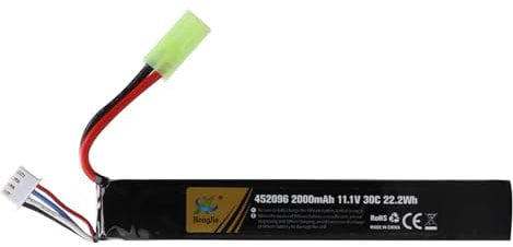 MXJFYY 11.1V 2000mAh 22.2Wh Rechargeable LiPo Battery Pack 3S 30C for Airsoft M4, M110, AK47, MP5, Scar, M249, AUG, AEG, MP5K, M60, RPK, PKM, Model Guns