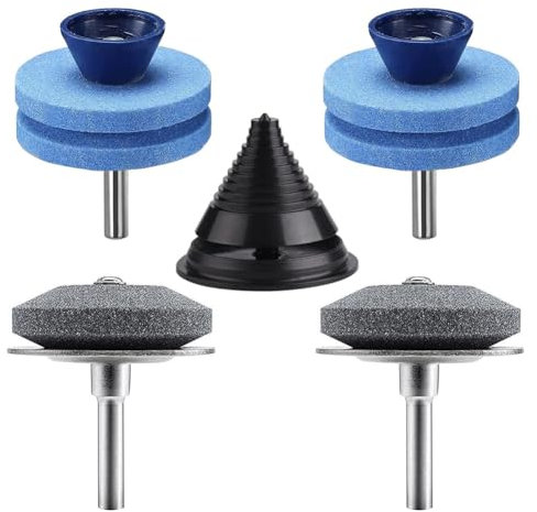 Hopbucan Messerschärfer, Rasenmäher-Messerschärfer für Bohrmaschine mit Messerausgleicher, Mäher-Messerschärfer für Bohrmaschine