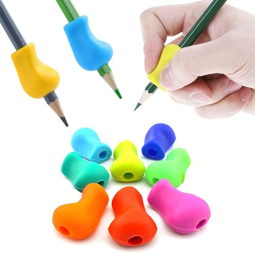 ZPLASK 8Pcs Pencil Grips for Children, Pencil Grips, Silicone Pen Grips for Adults Writing Aid, Pencil Grip for Children Handwriting Triangle Pencil Holder for Left-Handed Kids Easy Grip