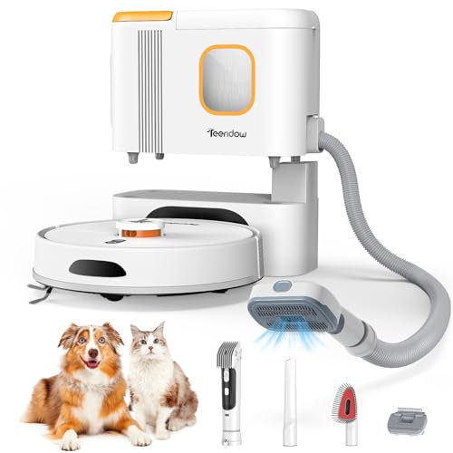 Teendow D20S MAX+ Robot Aspirador y trapeador, diseño específico del Pelo de Mascotas, succión máxima de 6000 Pa, con Muelle autovacío, Limpieza Manos Libres de 10 semanas, navegación PreciSense