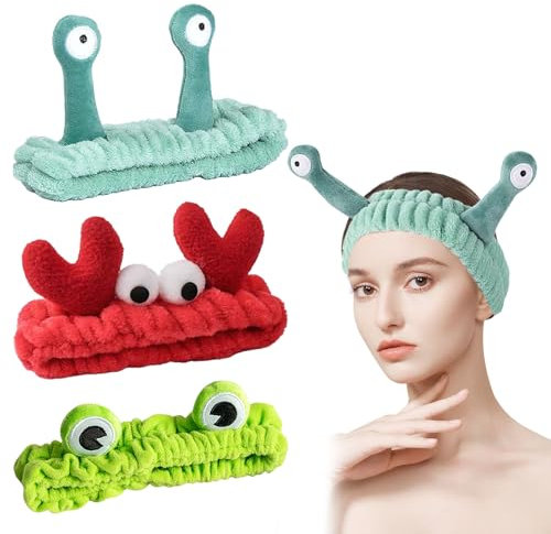 GWAWG Lot de 3 Bandeau Cheveux Femme Maquillage, Bandeau Soin Visage, Bandeau Élastique en Polaire, Accessoires de Cheveux pour le Lavage du Visage, le Sport, la Douche, Beauté et les Soins la Peau
