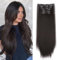 Cybelleza Clip in Extensions wie Echthaar Haarverlängerung Haarteil Glatt 6 Teile 65cm Hair Extensions Clip in Haarteil Lang Gerade Günstig Haarverdichtung Synthetische für Frauen, Dunkelbraun