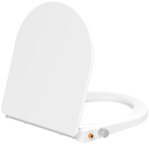 YEAUPE PRO Sedile WC con freno di caduta a forma di D, WC giapponese, ciotola WC con freno di caduta, lunetta WC con chiusura in morbidezza, lunetta da WC universale