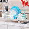 SPUSEN Dish Drainer Rack, Space-Saving Stainless Steel Dish Racks for Kitchen Counter, Dish Drainer with Removable Utensil Holder, Drainboard (White)