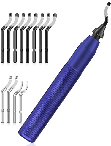 Entgrater mit 15 Klingen, AICOYA Handentgrater mit Metallgriff für Kunststoff, 3D-Druck, Metall und Stahl(10 BS1010,3 BS1018, 2 BK3010)