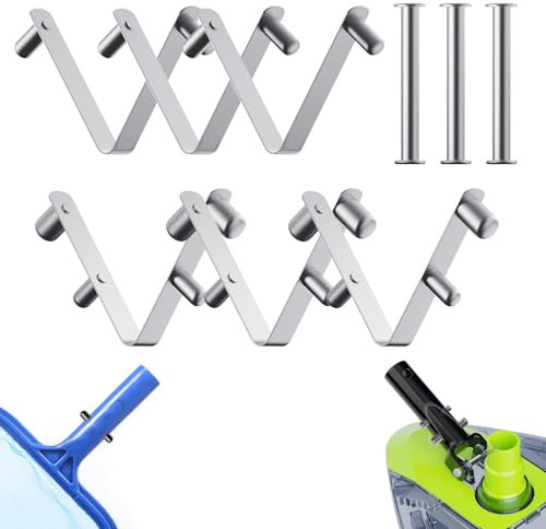 Zzxker 9PCS Pool Pole Clips & Locking Pins Replacement Set,3PCS EZ & 3PCS Standard Pole Attachment Clips for Skimmer Net,Leaf Rake,Brush,-3PCS Vacuum Head Handle Locking Pin (9 Pack)