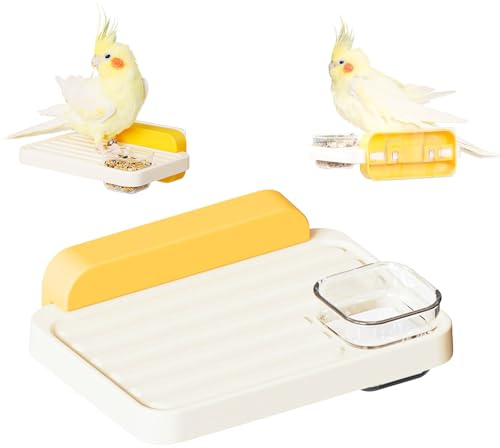 Perchoir Perroquet, Mangeoire Oiseaux sur Pied, Cage Perroquet Accessoires avec 1 Bol d'alimentation, JouetPerroquet pour Les Petits Animaux de Compagnie Tels Que Les Oiseaux et Les Hamsters