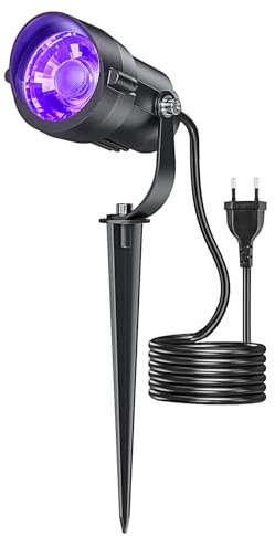 12W LED Schwarzlichtlampe mit Stecker, Wasserdicht Schwarzlicht Strahler | 270° Drehbar LED Gartenstrahler, Strahler Halloween Lampe Schwarzlicht Außen für Party Zubehör Leuchtreklame Landschaftliche