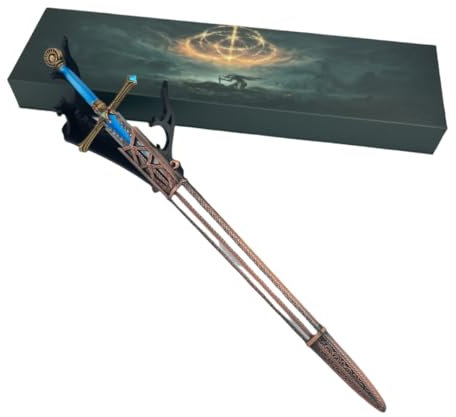 Superbuybox Game Elden Ring DLC Shadow of The Erdtree 30 cm Kariisches Ritterschwert Geschenkbox Kampfsport-Spielsammlung Geschenk Schreibtischdekoration mit Ständer