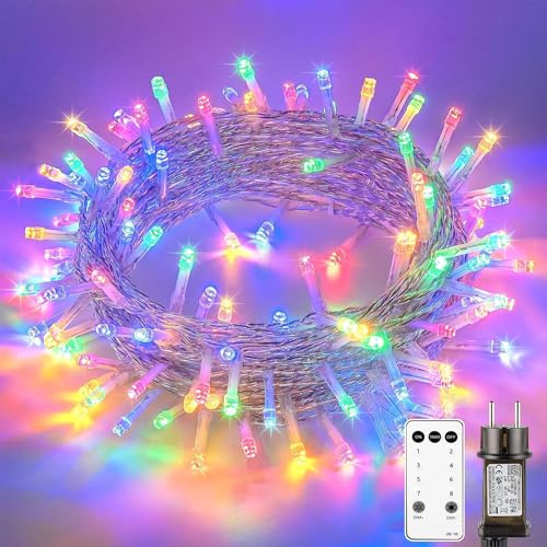 Litark Luci Albero di Natale,10 M 100 LED Luci Natalizie da Esterno ed Interno, 8 Modes con Telecomando,Timer, Dimmerabile,Impermeabile Catena Luminosa per Balcone Feste Natale(Multicolore)