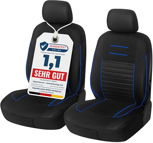 Upgrade4cars Coprisedili Anteriori Set Versione 2026 Blu Auto Universale | Per guidatore & passeggero | Inodore & antiscivolo | Adatto a tutte le stagioni | Qualità collaudata