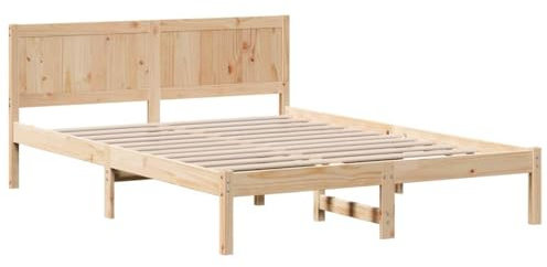 vidaXL Bettgestell Braun 150 x 200 cm Massivholz Kiefer, Holz-Bettgestell, Zeitgemäße Schlafzimmermöbel, Modernes Design, Rechteckig, Schlafutensilien für Komfort