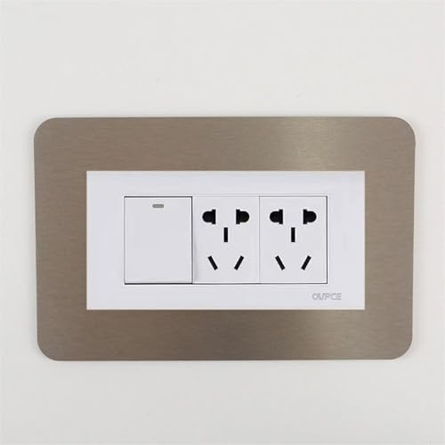 Double Socket Surround, Socket Surround, Plug Socket Surround Plates, DWUENT Champagne Gold Light Switch Cover, Acrylic Decorative Frame for Home Decoration (17.3 x 9cm)