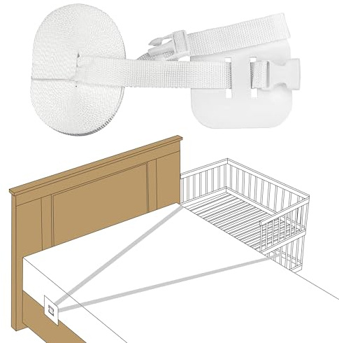 Songella Gurt für Babybett Beistellbett Befestigung 8M Einstellbar Babybettgurt Weiß für Andocken an Erwachsenenbett Boxspringbetten