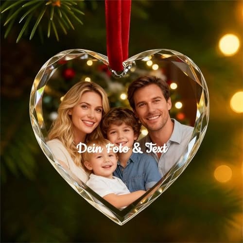 Personalisierte Weihnachtskugeln mit Foto und Text 2026 - Geschenk für Paare, Familie, Freunde Weihnachtsanhänger Personalisiert Glaskugel mit Foto, Weihnachtsbaumschmuck Weihnachtsdeko Innen